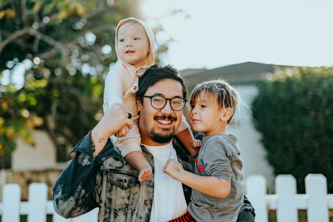 A happy local family in their neighbourhood